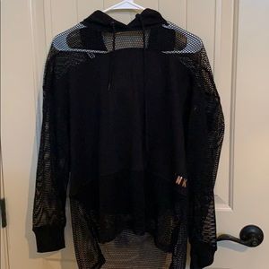 PINK Netting Hoodie in Black W/ Rose Gold Medium